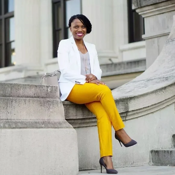 Zara mustard yellow straight leg trouser pant - Picture 11 of 11